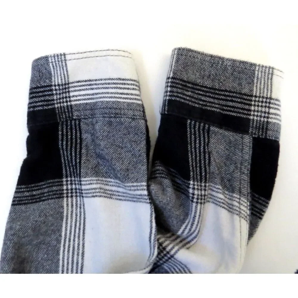 Old Navy Men's Black Buffalo Plaid 100% Cotton Flannel Shirt Medium - Picture 6 of 9